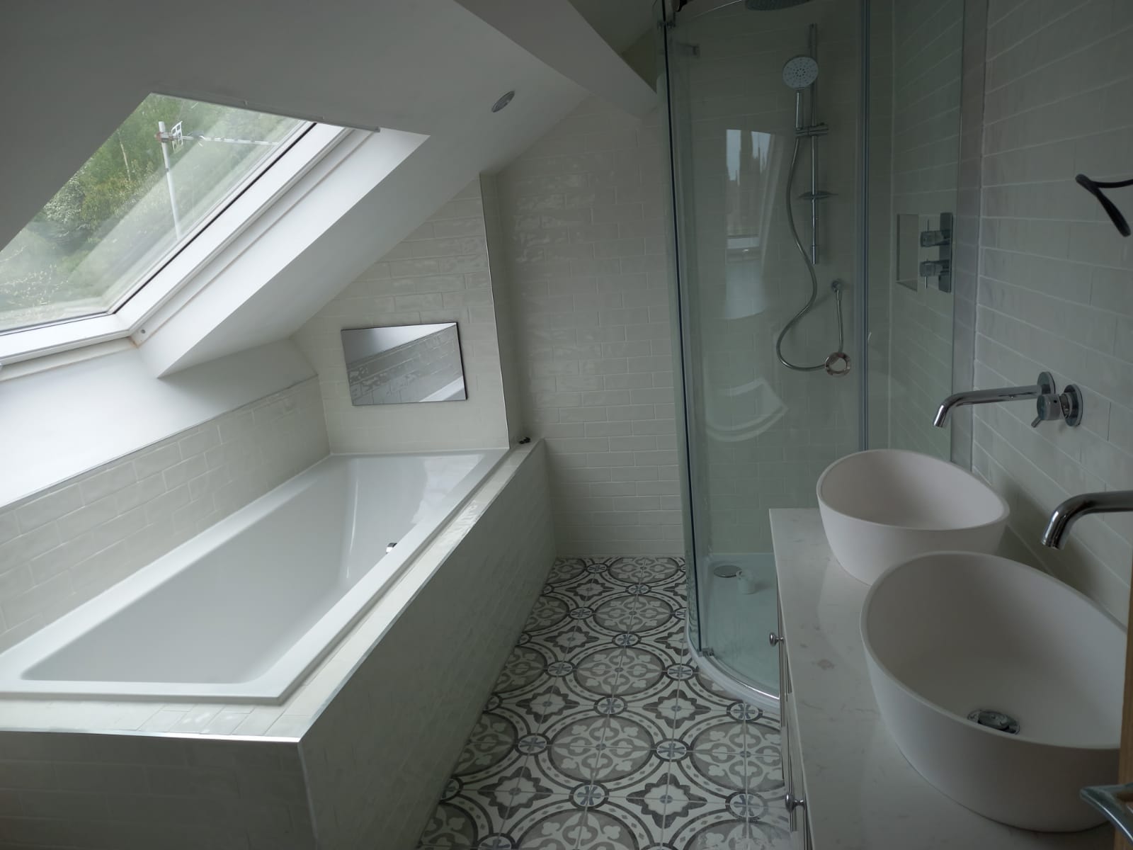 A loft conversion bathroom installation built by topflite loft conversions in northwest england